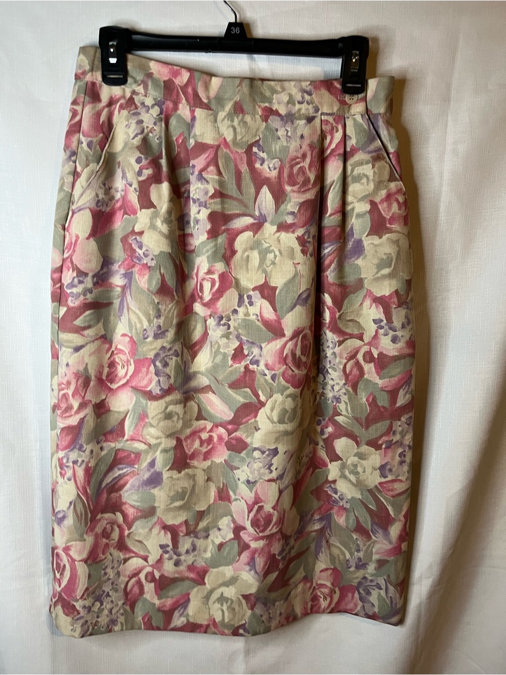Southern Lady Floral Pencil Skirt in Pink, Cream and Lavender